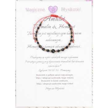 Bransoletka celebrytka TURMALIN + hematyt miłość i odwaga